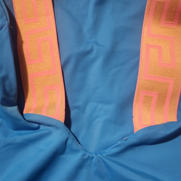 Blue Crop Top with Pink Straps - Picture 2 of 7